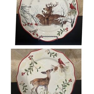 Better Homes & Gardens Winter Forest Set of Salad Plate 8 3/4" Deer Cardinal